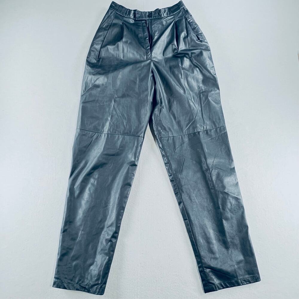 Vintage Genuine Leather Pleated Tapered Pants Size 6 USA JH Collectibles